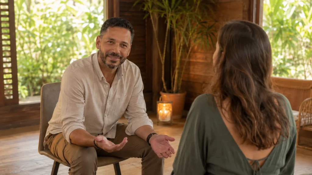 Fabricio Fukahori participando de umaConstelação familiar
